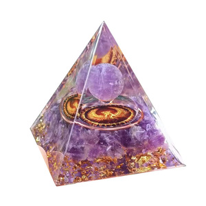 Pirámide de Cristal Kogiya, Esfera de Amatista con Grabado de Fénix, Decoración para el Hogar, Adorno de Escritorio, Regalo Artesanal de Resina Epoxi - Product Image 5