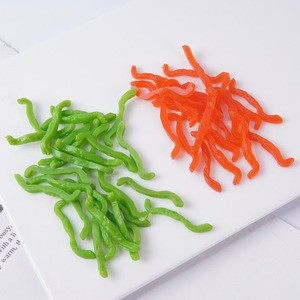 Bloques de chile simulados de PVC, comida simulada (pimientos verdes y rojos), guarniciones, cocina casera divertida, pimientos verdes en tiras - Product Image 4