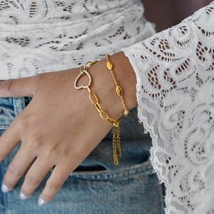 Pulsera de Cadena con Corte Marquesa, Chapada en Oro, Acero Inoxidable, Joyería Unisex, Regalo, Accesorio de Moda - Product Image 3