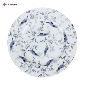 Estilo ocidental clássico retro floral osso china carregador estilo chinês azul e branco jantar prato para o casamento - Product Image 6