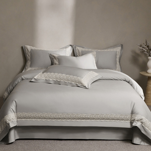 Parure <span class=keywords><strong>de</strong></span> <span class=keywords><strong>lit</strong></span> 4 pièces, large, style européen, avec bordure en dentelle florale ajourée, housse <span class=keywords><strong>de</strong></span> couette soyeuse et rafraîchissante, pour lits Queen et King, luxe, pour mariages et hôtels - Product Image 2