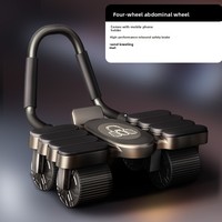 Roue abdominale portable en ABS à six roues avec support pour les coudes et rebond automatique, noir + bleu, unisexe, pour l'entraînement musculaire