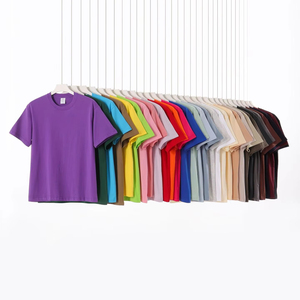 Vente en gros 230G T-shirt à manches courtes solide en pur coton coupe ample hommes femmes haut basique - Product Image 3