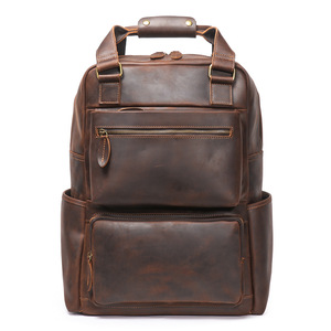 Sac bandoulière unisexe en cuir véritable avec fermeture éclair, grande capacité, imperméable et antivol - Product Image 3