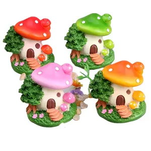 Fish tank landscape decoration miniature mushroom tree house resin figurine fairy garden decor