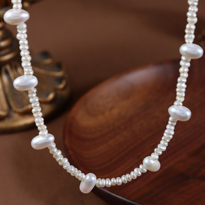 <span class=keywords><strong>Collana</strong></span> di <span class=keywords><strong>Perle</strong></span> Barocche Naturali d'Acqua Dolce, Design a Fili, Forma di Riso, Regolabile, per Donna - Product Image 4