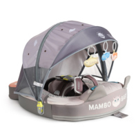 Flotteur de bain pour bébé en forme de chat mignon avec auvent solaire, flotteur de bain sûr non gonflable pour bébé de 3 à 24 mois