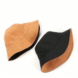 Autumn Winter New Reversible Suede Wide Brim Flat Basin <b>Hat</b> <b>for</b> Men Women Versatile Solid Color Bucket <b>Hat</b> - Product Image 3