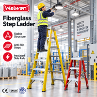 Échelle en fibre de verre isolée avec pédale antidérapante en aluminium, 2x3 marches, type A, pour maintenance électrique