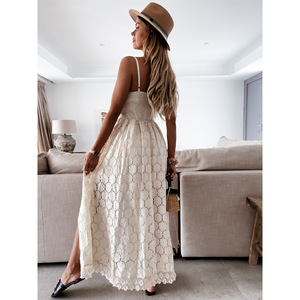 Combinaison blanche élégante pour femme Printemps 2026 - Col en V sans manches avec dentelle ajourée, Combishort taille haute pour soirée - Product Image 4