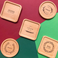 Vente en gros de sous-verres en bambou Oem personnalisés en usine sous-verres en bois sous-verres en hêtre pour tasse à café