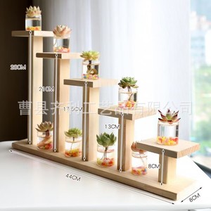 Support à plantes en bois à plusieurs niveaux pour exposition de plantes succulentes d'intérieur, étagère de rangement de bureau rectangulaire autoportante - Product Image 4