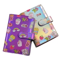 Cuaderno de contabilidad de hojas sueltas de piel sintética con patrón de dibujos animados A6 en colores macaron 2025, al por mayor, creativo, para guardar efectivo