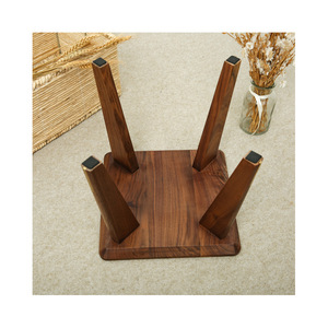 Taburete pequeño de madera maciza de nogal negro norteamericano, banco duradero para cambiar zapatos, diseño minimalista moderno para niños y adultos - Product Image 5