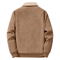 Blouson Homme Vintage Doublé Polaire Col Rabattu Imprimé Mode Broderie Décontracté Daim Velours Épais Chaud Coupe-Vent