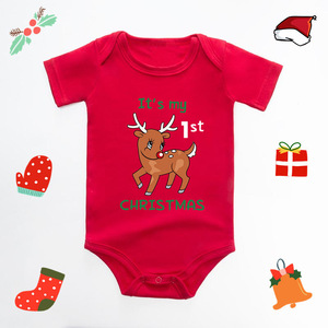 <span class=keywords><strong>Mon</strong></span> premier pyjama de <span class=keywords><strong>Noël</strong></span> rouge pour bébé, en pur coton, à manches courtes, unisexe - Product Image 2