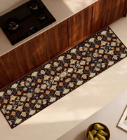 Linen Texture Long Kitchen Floor Mat, Anti-slip Absorbent Runner Rug, Dirt Resistant Wash-free Household Doorway Foot Pad