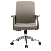 Chaise de bureau pivotante moderne en cuir PU, réglable en hauteur, avec structure en acier inoxydable, pour salle de réunion et bureau