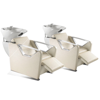 Ensemble de chaises de barbier et table de pédicure/manucure en acier inoxydable de luxe moderne pour salons de beauté, salons de coiffure et gymnases - Usage commercial