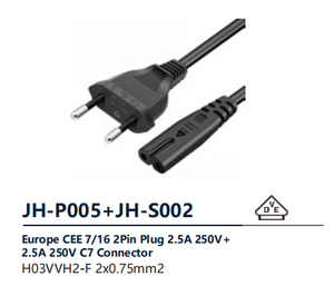 สายไฟ AC ของ EU พร้อมปลั๊กแบบยุโรป 2 ขา รูปทรงเลข 8 (C7) สำหรับ PS4 <span class=keywords><strong>Xbox</strong></span> PS5 ปลั๊กตัวผู้แบบ CEE ปลั๊กตัวเมียแบบ IEC สายไฟคอมพิวเตอร์ - Product Image 3