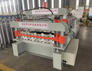 클래딩 더블 레이어 금속 루핑 시트 롤 성형 기계 유약 타일 PLC 모터 및 기어가있는 기계 만들기 - Product Image 2