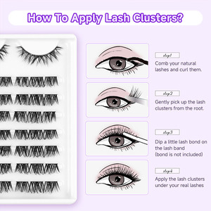 Vente en gros d'extensions de cils DIY taille mixte C D Curl cils en grappe naturelle avec cils en éventail 20D sans nœud de marque privée - Product Image 6