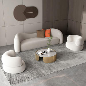 सफेद बादल छोटे सोफे और टेबल संयोजन सर्कल घुमावदार सोफे चमड़े के बैठने वाले प्रकाश लक्जरी सरल सफेद सोफे - Product Image 1