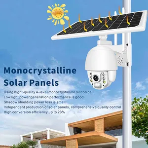 CCTV tenaga surya luar ruangan, kamera nirkabel 2MP Warna penglihatan malam dua arah penyimpanan baterai Panel tenaga surya PTZ WiFi 4G