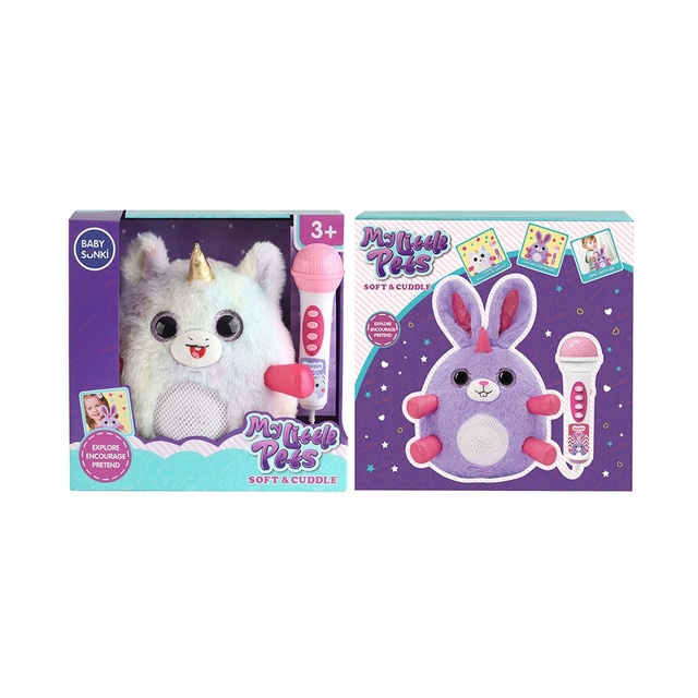 Cute Top-Rated Plush Comforting Mic-Equipped Recording Light-Up Musical Unicorn Toy for Kids' Bedtime