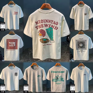 גברים בקיץ חצי שרוולים מזדמנים מזדמנים העליון אופנה אמריקאית חולצת מותג חולצת טריקו צווארון מתאים רופף לוגו עבור זוגות עשוי פוליאסטר/כותנה - Product Image 5