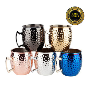Vente chaude transfrontalière : Mug à cocktail Moscow Mule et mug à bière, finition martelée, design simple - Product Image 1
