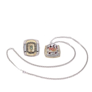 Bague de championnat de football des Kansas City Chiefs 2022-2023, modèle en acier, argentée, avec collier, bijoux pour homme en alliage - Product Image 5