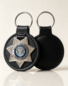 Porta Llaves de Cuero con Insignia del Departamento de Corrección de Utah Personalizado, Chapado en Oro/Níquel - Product Image 5