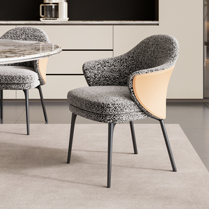 Chaise <span class=keywords><strong>de</strong></span> <span class=keywords><strong>salle</strong></span> <span class=keywords><strong>à</strong></span> <span class=keywords><strong>manger</strong></span> <span class=keywords><strong>de</strong></span> style italien minimaliste, en tissu <span class=keywords><strong>de</strong></span> coton et <span class=keywords><strong>de</strong></span> lin, luxe léger, moderne, haut <span class=keywords><strong>de</strong></span> gamme - Product Image 3
