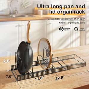 Metal <b>Pots</b> and Pans Organizer Durable Expandable Kitchen Cabinet Organizer <b>Pots</b> and Pans Storage Holder - Product Image 5