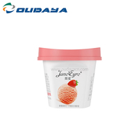 Vaso desechable de PP de 100ml con forma de oveja para leche, queso y yogur, con tapa y cuchara, Oudaya ODY-008-1, sin transferencia de olores, resistente al frío y a las grietas.