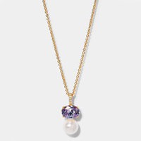 Collier pendentif ovale en argent sterling 925 avec améthyste et perle Xinyun