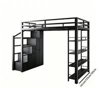 Lit d'étudiant en métal robuste personnalisé avec bureau et armoire intégrés pour dortoir universitaire, auberge de jeunesse, chambre à coucher