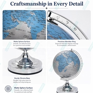 Globo Terráqueo de Plástico Azul con Lámpara para Estudiantes de Geografía, Aprendizaje de Japonés, Árabe, Turco, Inglés, Alemán, Latín, Francés, Ruso y Español - Product Image 3