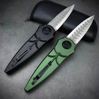 Couteau de poche Piranha sans verrouillage, manche en aluminium, couteau pliant d'extérieur, système de mécanisme de fendage en acier D2, couteau de camping