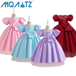 MQATZ Short Sleeve Children Summer Dress Girls Party Dresses Elegant Kids Wedding Birthday Princess Gown LAL01