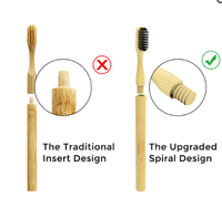 Brosse à dents jetable naturelle pliable en gros avec poils en charbon de bois, 4 têtes de brosse remplaçables, sans BPA, écologique, format voyage