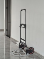 Chariot à main pliable à 2 roues, capacité de charge de 100 kg, chariot à main en acier pliable, plaque de repose-pieds, chariot de transport portable pour les courses et les déménagements