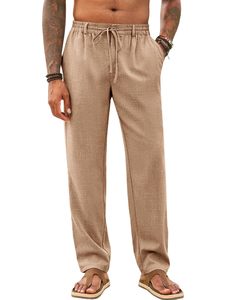 Men's <b>Linen</b> Drawstring <b>Wide</b> <b>Leg</b> Pants Casual Loose Fit <b>Trousers</b> for Yoga Travel Wear Wholesale Rate OEM Custom Design - Product Image 2
