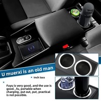 Boîte de rangement pour console Nissan NV200 - Modèle taomu-box - Bois et simili cuir - Interface USB LED - Rangement facile
