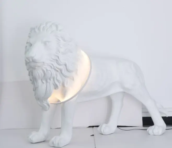 ECOJAS Pure white lion LED floor lamp standing modern style simple