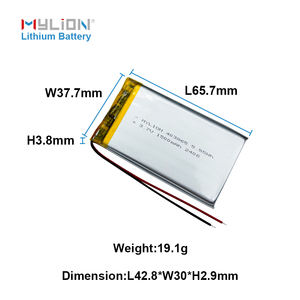 Mylion แบตเตอรี่ลิเธียมโพลิเมอร์<span class=keywords><strong>604050</strong></span> Lipo ขนาด3.7V 1500mAh พร้อมขั้วต่อสาย JST สำหรับลำโพงและอุปกรณ์ไร้สาย - Product Image 2