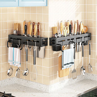 Usine directe organisateur de stockage mural couteau de cuisine cuillère porte-ustensiles support avec porte-serviettes