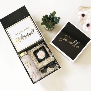 Scatola di Lusso Personalizzata per Proposta Damigella d'Onore, Scatola Regalo Rigida Magnetica <span class=keywords><strong>Rosa</strong></span> con <span class=keywords><strong>Nome</strong></span> Personalizzato in Lamina Oro <span class=keywords><strong>Rosa</strong></span> per Festa di Matrimonio - Product Image 2