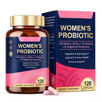 Capsules Probiotiques pour Femmes 120 Milliards de UFC 15 Souches 8 Enzymes Digestives Soutien au Bien-être Vaginal et Urinaire 120 Gélules